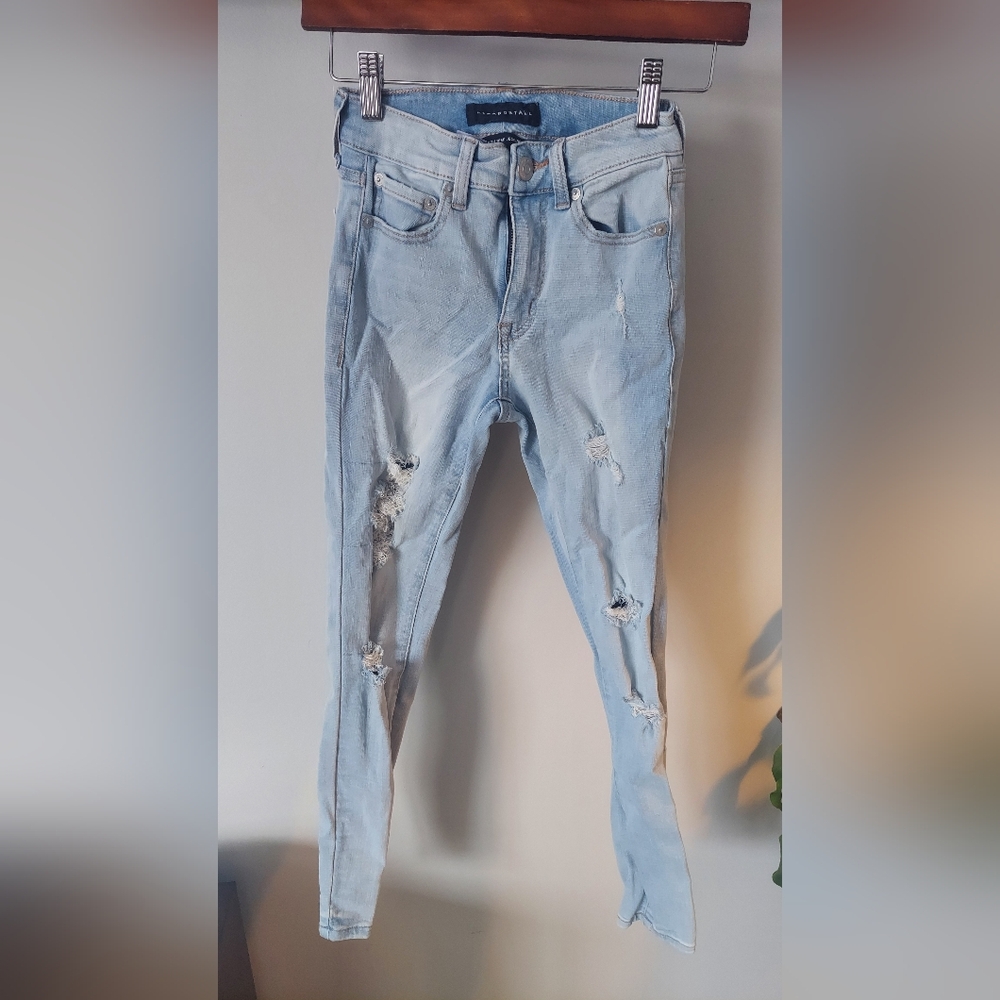 Aeropostale Sky Blue Ripped Skinny Jeans